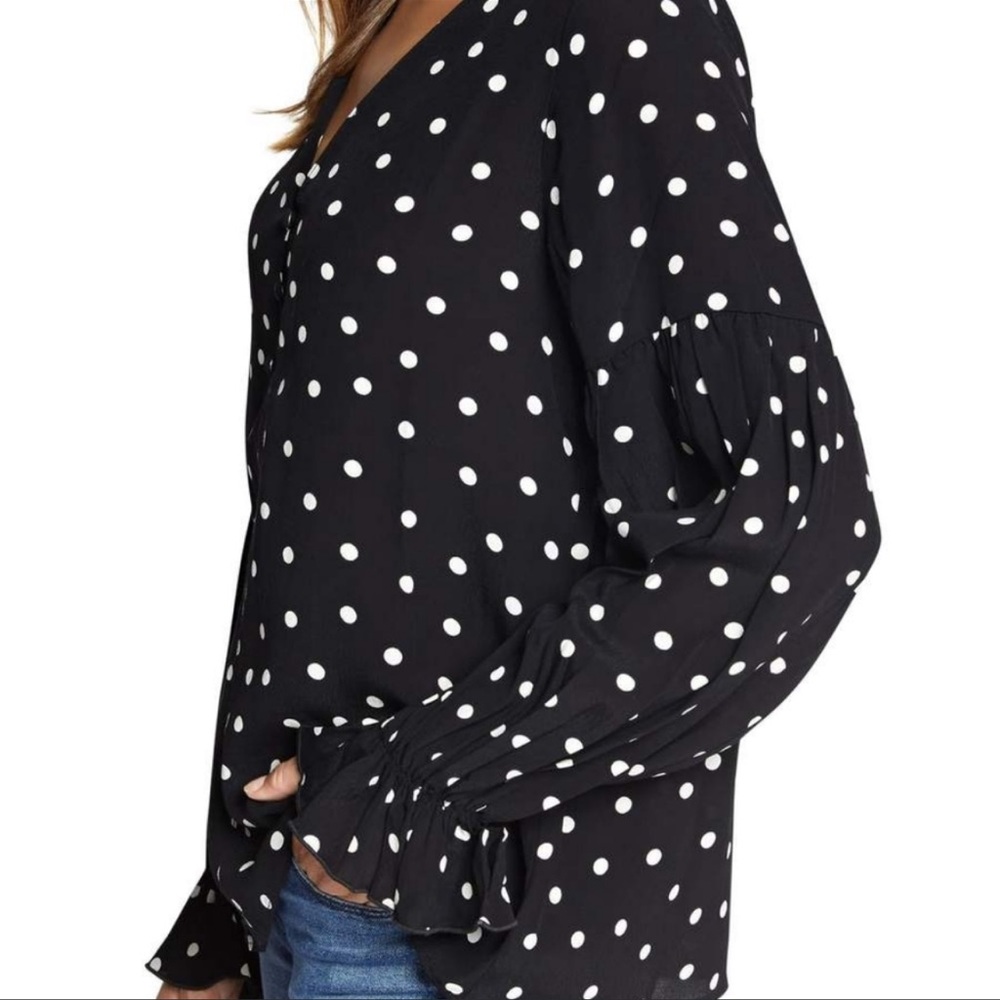 Sanctuary XS polka dot black and white blouse